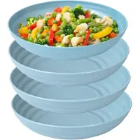PlasticForte Rond bord/camping - 8x - diep bord - D19 x H4.5 cm - blauw - kunststof - soepborden - onbreekbaar servies