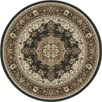Muratap Nain klassiek medaillon rond laagpolig oosters vloerkleed vintage tapijt -