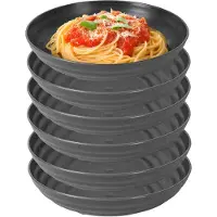 PlasticForte Rond bord/camping - 6x - diep bord - D19 x H4.5 cm - zwart - kunststof - soepborden - onbreekbaar servies