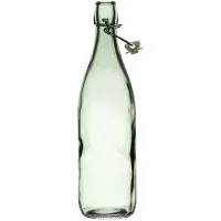 Home Deco Factory Beugelfles/weckfles - glas - groen transparant - luchtdicht - 1.0 liter - waterfles - limonade - 8 x 32 cm