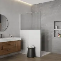 FortiFura Galeria Halfhoge Inloopdouche - 140x80cm - ribbelglas - 8mm - nano - met profielset en stabilisatiestang - Chroom SW1235452 SW797904