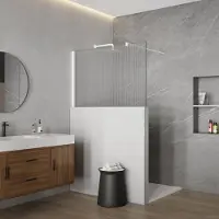 FortiFura Galeria Halfhoge Inloopdouche - 140x80cm - ribbelglas - 8mm - nano - met profielset en stabilisatiestang - mat wit SW1235452 SW797906