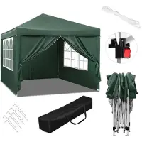 Woltu BukkitBow – Partytent met zijwanden – opvouwbare tent – waterdicht en weerbestendig – tuinpaviljoen – 300 x 300 cm – groen