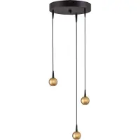 Masterlight 3-lichts hanglamp Talana zwart met goud Ø 17cm DTW