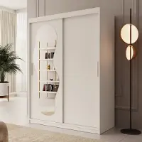 Meubella - Kledingkast Ulysses - Wit - 150 cm - Met spiegel