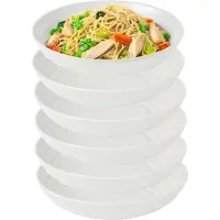 PlasticForte Rond bord/camping - 6x - diep bord - D19 x H4.5 cm - creme wit - kunststof - soepborden - onbreekbaar servies