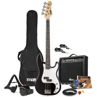 Max GigKit draadloze basgitaar set - Met zender en ontvanger - Inclusief alle accessoires - 4/4 - Zwart