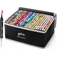 Gofun Twinmarkers – 262 Stuks – Alcoholmarkers – Dubbele Punt (Fijn & Breed) – Voor Kinderen & Volwassenen – Kleurcodering & Draagtas