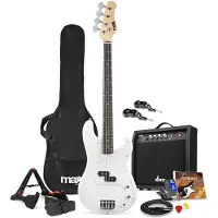 Max GigKit draadloze basgitaar set - Met zender en ontvanger - Inclusief alle accessoires - 4/4 - Wit