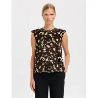 Selected Blouse donkerbruin / wit