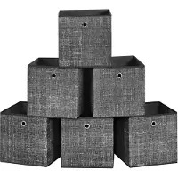 Songmics Opbergdozen set van 6 van non-woven stof met handvat, Zwart gevlekte taart / 30 x 30 x 30 cm