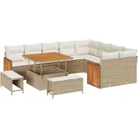 vidaXL Tuinset, 13 stuks, 11 zitplaatsen, beige en crème