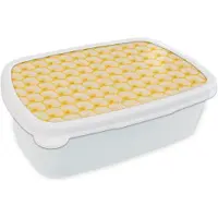 MuchoWow Broodtrommel Wit - Lunchbox Art Deco - Design - Schelp - Geel - Brooddoos 18x12x6 cm - Brood lunch box - Broodtrommels voor kinderen en volwassenen