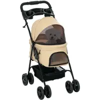 PawHut Hondenbuggy Inklapbaar met Veiligheidsgordels - Hondenkar - Buggy voor Honden - Kaki