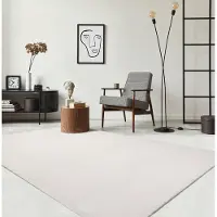 The Carpet RELAX – Extra Zacht & Wasbaar Vloerkleed tot 30°C met Antislip Onderzijde – Fluweelachtige Structuur – Voor Slaapkamer of Woonkamer – Crème, 80 x 150 cm