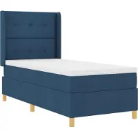 vidaXL Boxspring bed met LED-stripverlichting Blauw 90 x 190 cm Stof