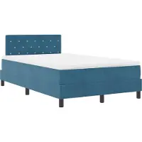 vidaXL LED Box Spring Bed Donkerblauw 120 x 190 cm Fluweel