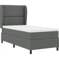 vidaXL Boxspringbed met matras, donkergrijs, 90 x 200 cm, gestoffeerd