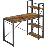 HABITAT ET JARDIN Bureau 120 cm lang vintage bruinzwart, Vintagebruin + zwart / 56 x 120 x 120 cm
