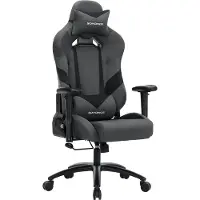 Songmics Gamingstoel met lendenkussen grijs