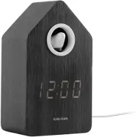 Karlsson Cuckoo LED Wekker | Met Koekoeksklok | 9x15.8x6cm | Black hout