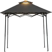 Sunjoy Portable BBQ overkapping grijs met LED verlichting 160x252cm