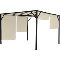 Mendler Pergola Baia, tuinpaviljoen, terrasoverkapping, stevig stalen frame van 6 cm + schuifdak 3x3 meter