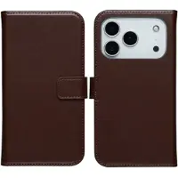 Selencia Echt Leren Bookcase voor de Apple iPhone 17 Pro - Bruin