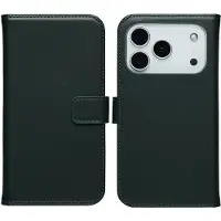 Selencia Echt Leren Bookcase voor de Apple iPhone 17 Pro Max - Groen