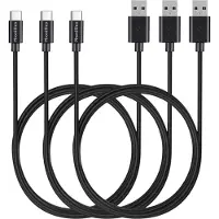 Phonillico 3x USB C naar USB A Kabel Zwart - 1 meter - Oplaadkabel voor OnePlus Nord / Nord N100 / Nord N10 5G / Nord CE 5G / Nord N200 5G / Nord 2 5G