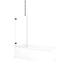Maxaro Diamond Badwand 70cm Mat Zwart Helder Glas | Badwand | Badwand Glas | Badscherm | Glazen Badwand