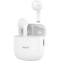 Ntech draadloze oordopjes - Bluetooth Oortjes - oortjes draadloos - Earpods - semi in-ear A20 Geschikt voor Apple & Android - Wit -