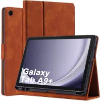 OTronica Hoes geschikt voor Samsung Galaxy Tab A9 Plus / A11 Plus Bruin - Samsung A9 Plus hoes bookcase met Stylus Pen Houder premium leren cover