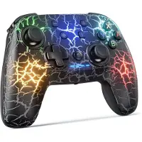 Ntech Switch Controller - Geschikt voor Switch Pro Controller/Switch/Lite/OLED met Cool RGB Crack Zwart - Gaming Accesoires Turbo - Macro