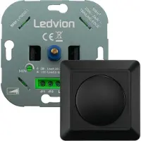 LEDVION - LED Dimmer 5-150W - Incl. Zwarte Afdekplaat - Universeel