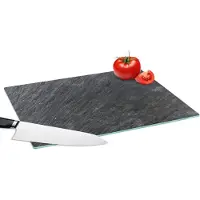 KitchenYeah Glazen Snijplank - 39x28 - Natuursteen - Industrieel - Leisteen - Structuur - Grijs - Snijplanken Glas
