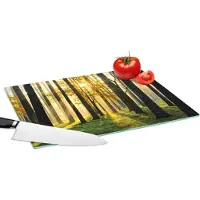 KitchenYeah Glazen Snijplank - 39x28 - Bos - Zon - Bomen - Gras - Landschap - Natuur - Snijplanken Glas