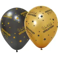 We Fiesta 18 ballonnen 12" 3 met goud / 3 zwart - Hartelijk Gefeliciteerd Golden Celebrations - Versiering Slinger Feestdecoratie Decoratie Verjaardag Jubileum Ballon Feest