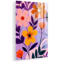 MuchoWow Glasschilderij 120x180 cm - Schilderij acrylglas - Bloemen - Kleurrijk - Bladeren - Foto op glas - Muurdecoratie woonkamer - Wanddecoratie slaapkamer - Schilderijen