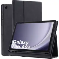 OTronica Hoes geschikt voor Samsung Galaxy Tab A9 Plus / A11 Plus Zwart - Samsung A9 Plus hoes bookcase met Stylus Pen Houder premium leren cover