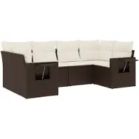 vidaXL 6-delige Loungeset met kussens poly rattan bruin