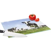 KitchenYeah Glazen Snijplank - 39x28 - Koeien - Gras - Dieren - Zon - Boerderij - Snijplanken Glas