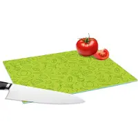 KitchenYeah Glazen Snijplank - 28x20 - Groente - Vegan - Groen - Design - Snijplanken Glas