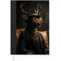 MuchoWow Notitieboek - Schrijfboek - Hert - Zonnebril - Zwart - Pak - Notitieboekje klein - A5 formaat - Schrijfblok