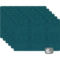 KitchenYeah Placemats - Leer - Blauw - Placemat - Structuur - 45x30 cm - 6 stuks - Tafelonderzetter