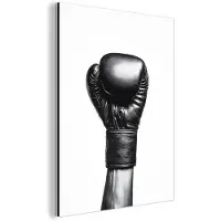 MuchoWow Aluminium schilderij 60x80 cm - Wanddecoratie metaal - Bokshandschoen - Zwart - Hand - Metalen muurdecoratie woonkamer - Decoratie industrieel - Foto op dibond - Industriële accessoires slaapkamer