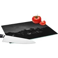 KitchenYeah Glazen Snijplank - 28x20 - Sterrenhemel - Bos - Hemel - Zwart - Bomen - Snijplanken Glas