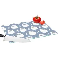 KitchenYeah Glazen Snijplank - 39x28 - Schapen - Nacht - Maan - Patronen - Snijplanken Glas