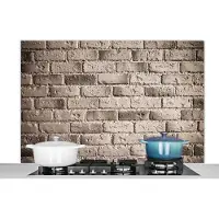 KitchenYeah Spatscherm - Bakstenen - Koken - Muur - Grijs - Spatwand - Keuken achterwand - 120x80 cm