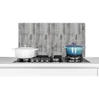KitchenYeah Spatscherm keuken 80x40 cm - Kookplaat achterwand Vintage - Hout - Planken - Grijs - Muurbeschermer - Spatwand fornuis - Hoogwaardig aluminium